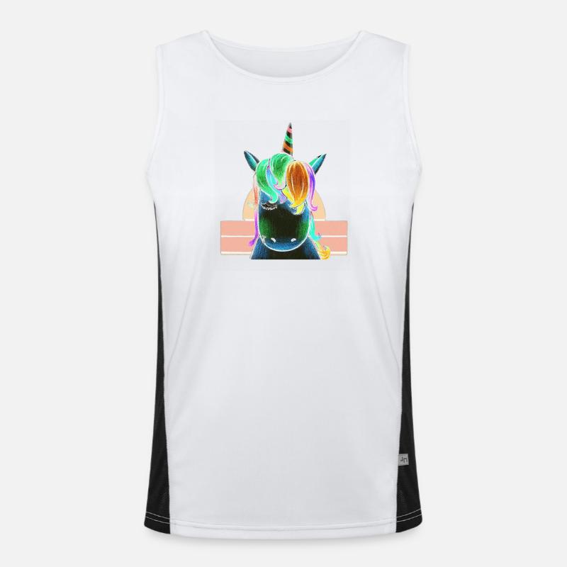 Regenbogen-Einhorn Funktionelles Kontrast-Tank Top für Männer