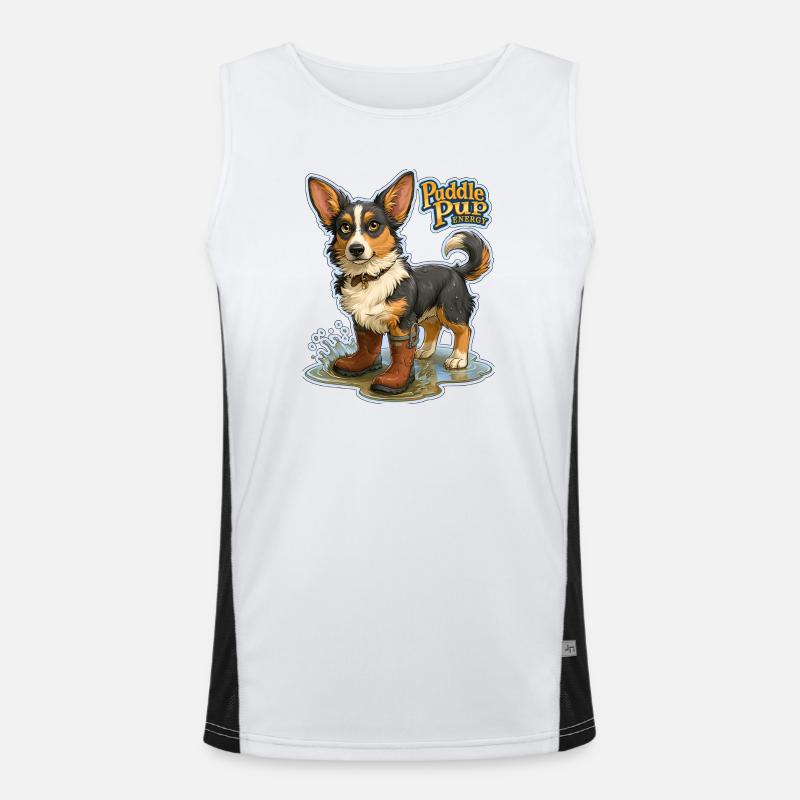 Puddle Pup Energy: Splash Boots Men's Functional Contrast Tank Top 