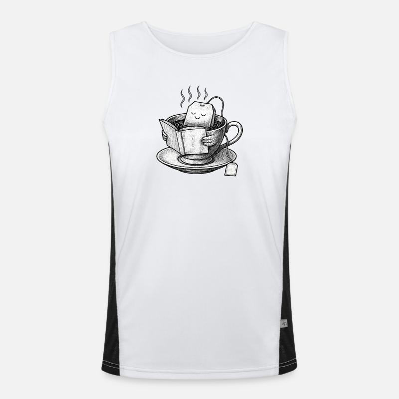 Cozy Tea Cup Reader - Men's Functional Contrast Tank Top - white/black