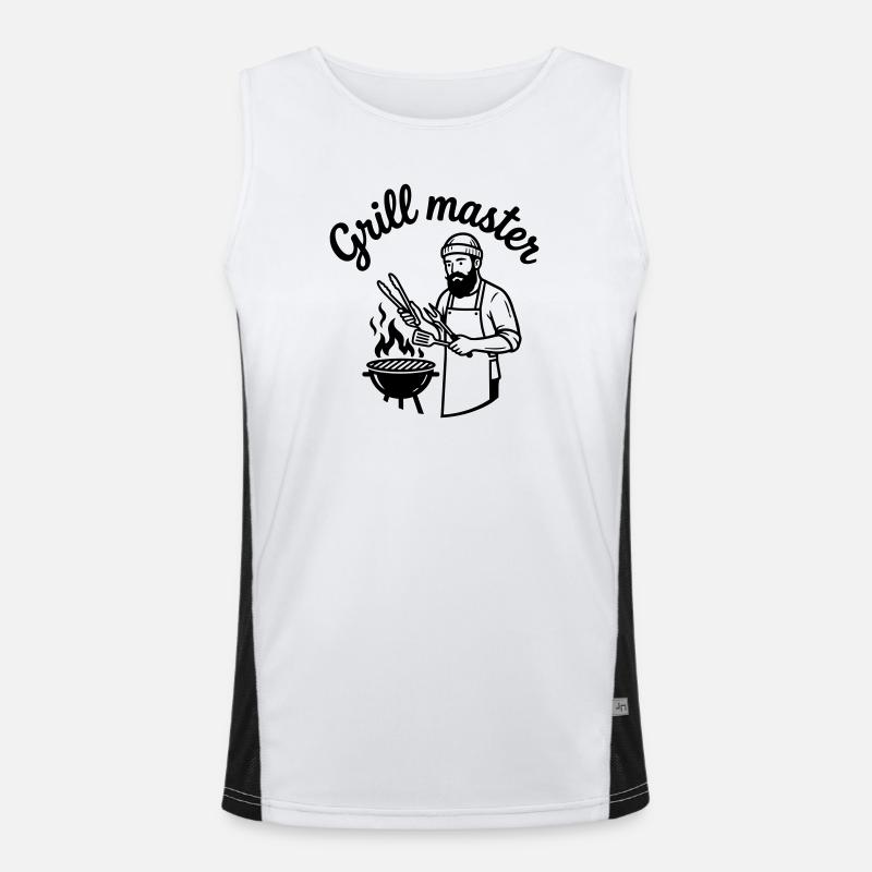 barbecue - Men's Functional Contrast Tank Top  - white/black