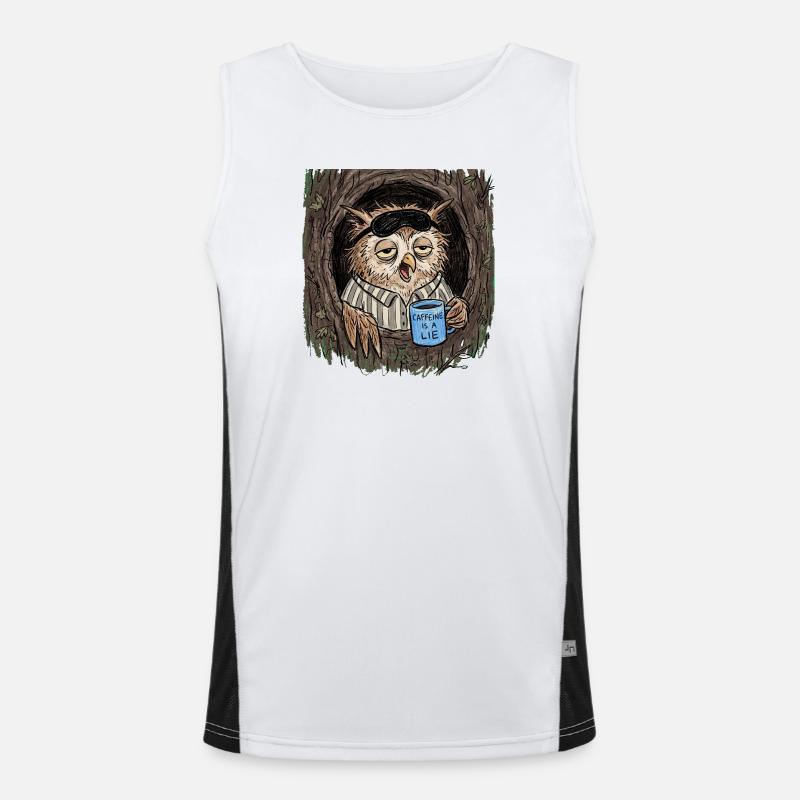 Caffeine is a Lie Eule Coffee - Men's Functional Contrast Tank Top - white/black