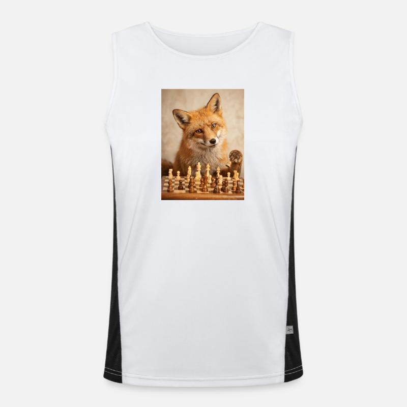 Fox playing chess - Men's Functional Contrast Tank Top  - white/black