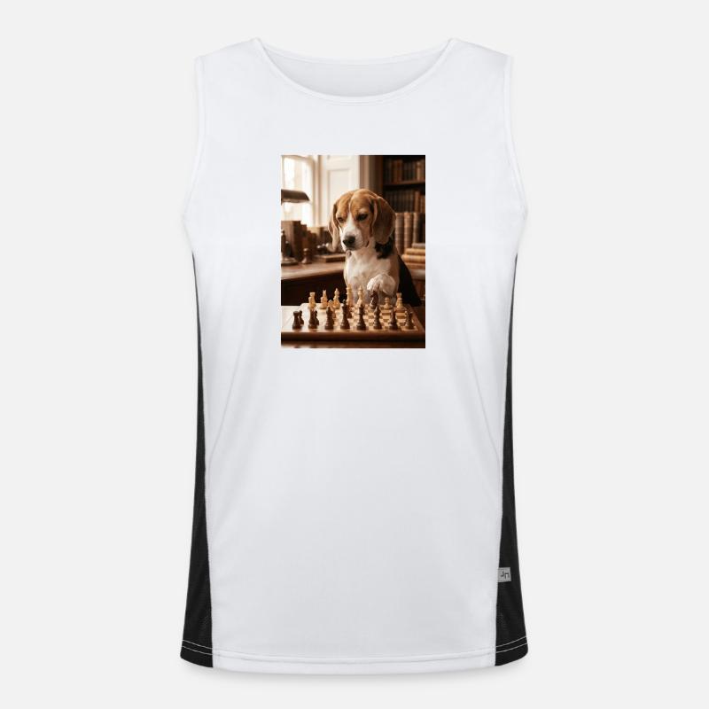 Beagle-Hund spielt Schach Funktionelles Kontrast-Tank Top für Männer 