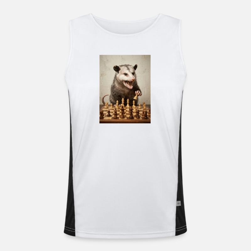 Opossum spielt Schach Funktionelles Kontrast-Tank Top für Männer 
