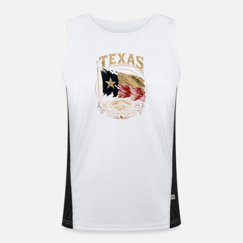 Texas Flag Pride: Stark & Free - Men's Functional Contrast Tank Top - white/black