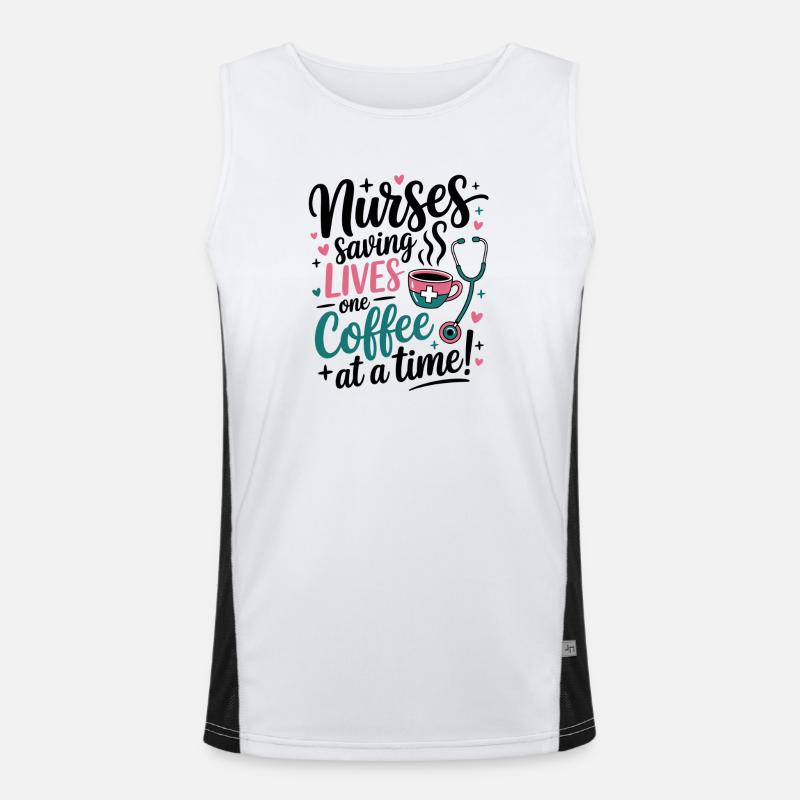 Kaffee rettet Leben Pflegekraft-Design Funktionelles Kontrast-Tank Top für Männer 