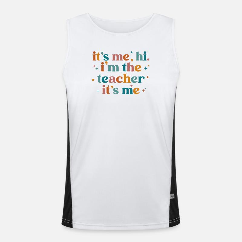 Colorful Teacher Identity Typography Men's Functional Contrast Tank Top 