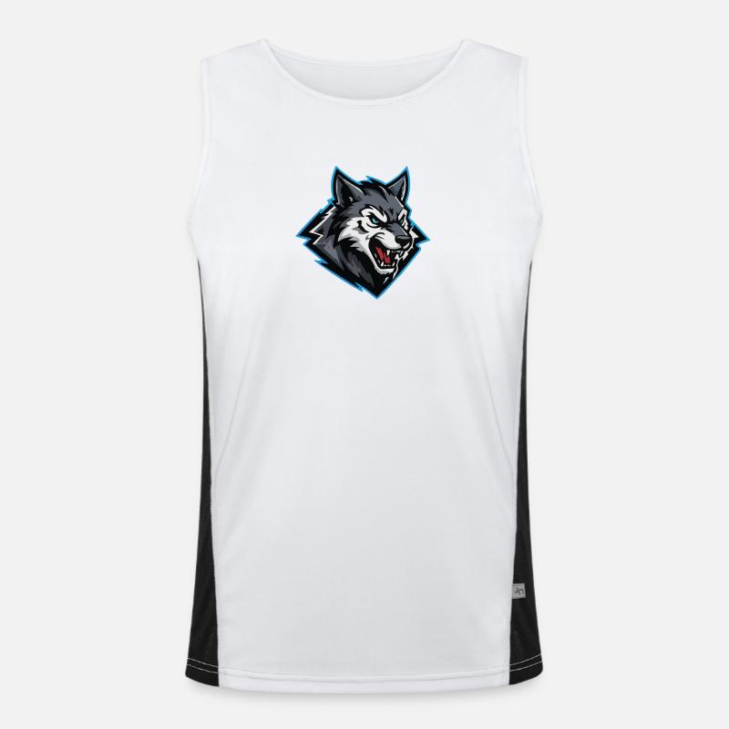 Wolf Attack Logo - Men's Functional Contrast Tank Top  - white/black
