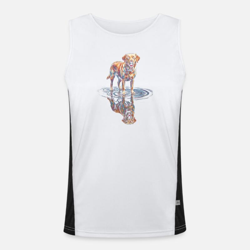 Labrador Retriever mit Wasserreflexion Funktionelles Kontrast-Tank Top für Männer 