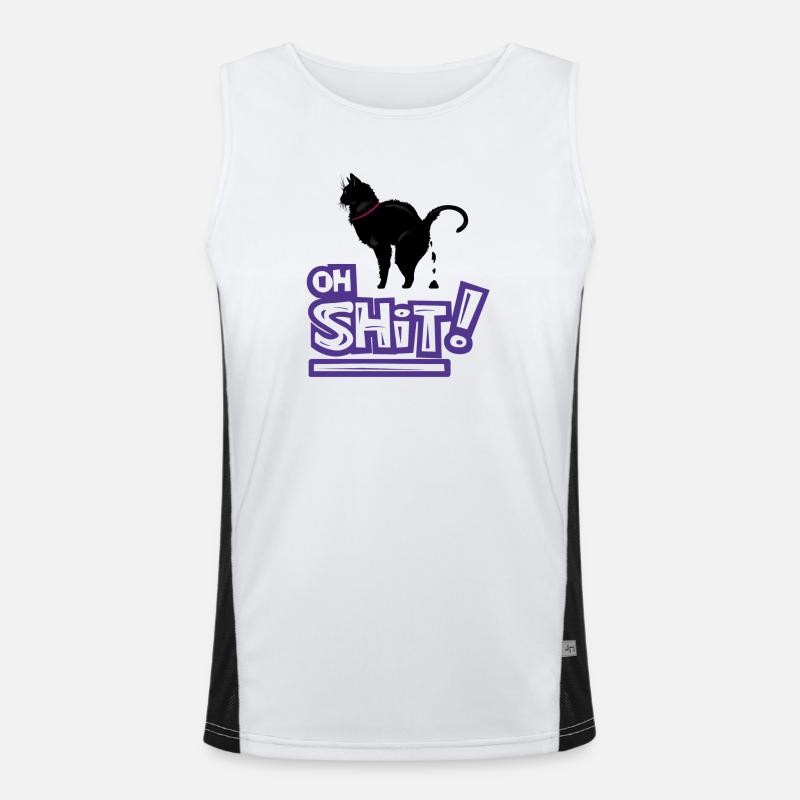 Kat Oh Shit Graffiti Exclamation - Men's Functional Contrast Tank Top - white/black