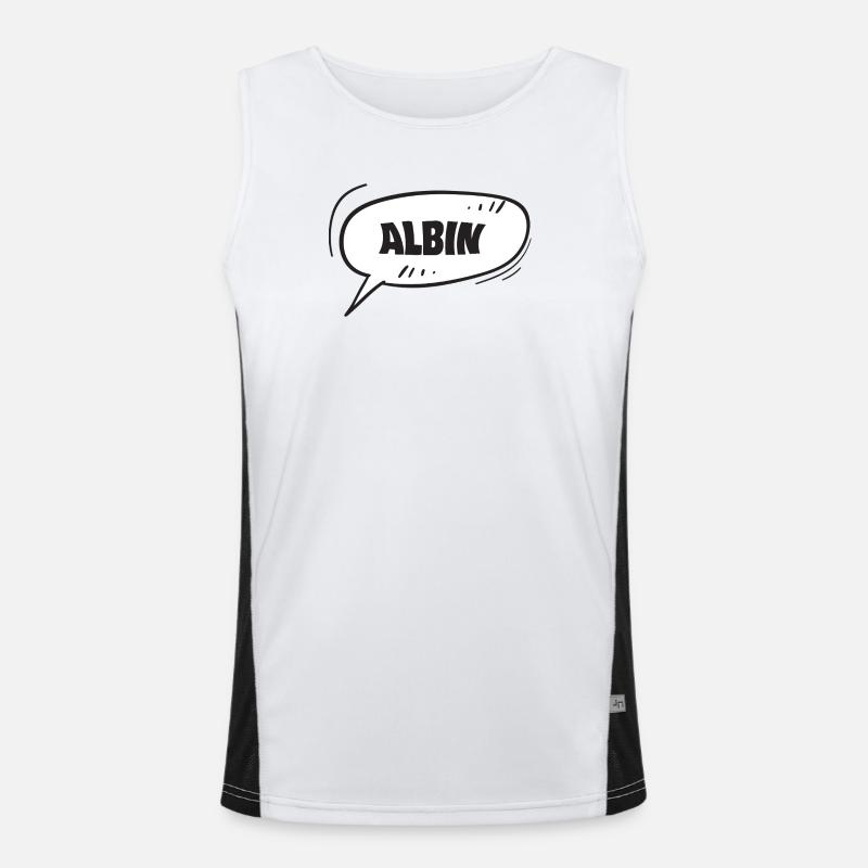Albin - Men's Functional Contrast Tank Top  - white/black