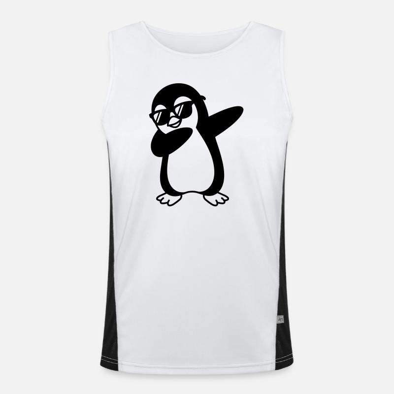 Penguin Dab - Men's Functional Contrast Tank Top  - white/black