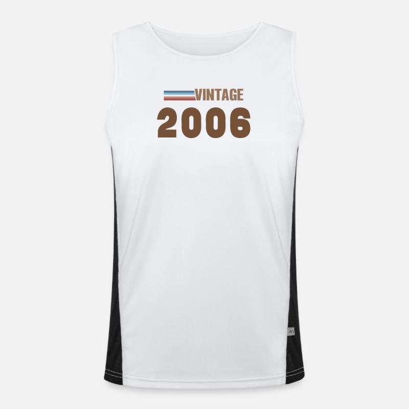 20 Years 2006 Handwritten Script T-Shirt - Men's Functional Contrast Tank Top  - white/black