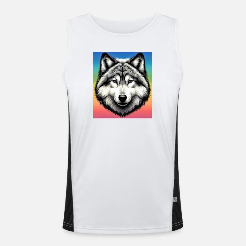 Wolf - Men's Functional Contrast Tank Top - white/black