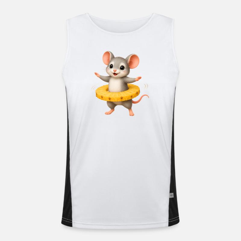 Happy Mouse with Pineapple Ring Men's Functional Contrast Tank Top 