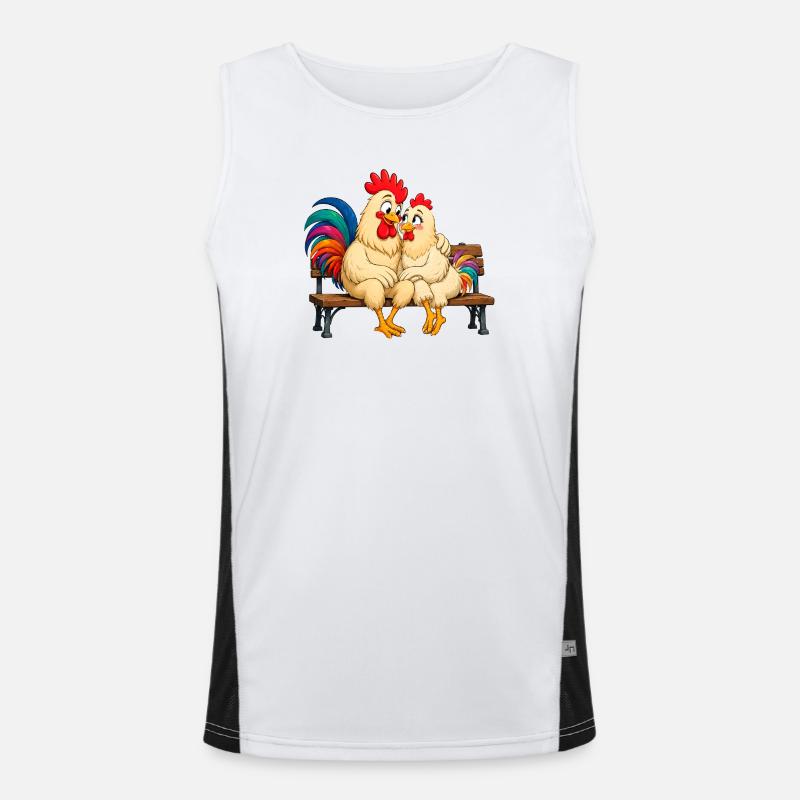 Hahn und Henne Funktionelles Kontrast-Tank Top für Männer 