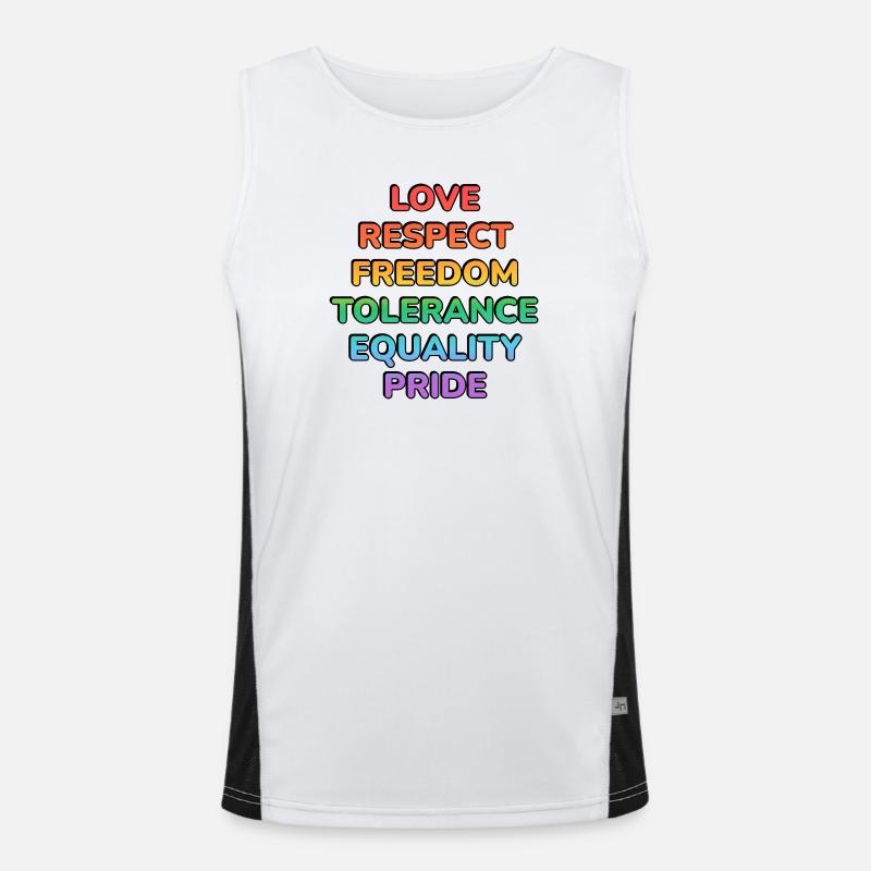 Pride Values Rainbow Text - Men's Functional Contrast Tank Top  - white/black