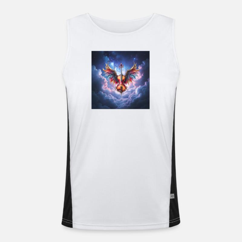 Winged Violin in Rainbow Clouds - Men's Functional Contrast Tank Top - white/black