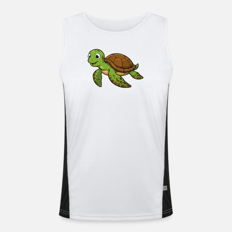Cuddly turtle illustration - Men's Functional Contrast Tank Top - white/black