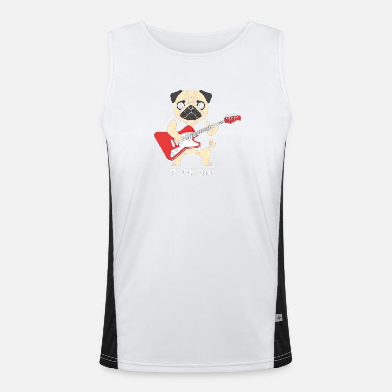 Pug Rock On Guitar Illustration Men's Functional Contrast Tank Top 