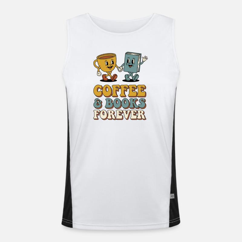 Coffee Books Good Moods Retro Bookworm Men's Functional Contrast Tank Top 