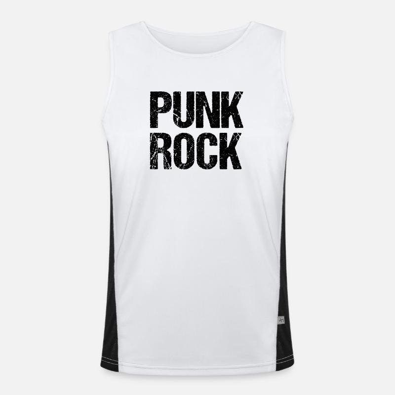 Distressed Punk Rock logo design - Men's Functional Contrast Tank Top - white/black