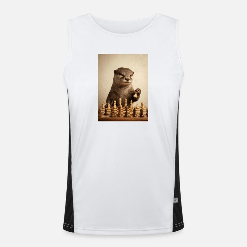 Otter playing chess - Men's Functional Contrast Tank Top  - white/black