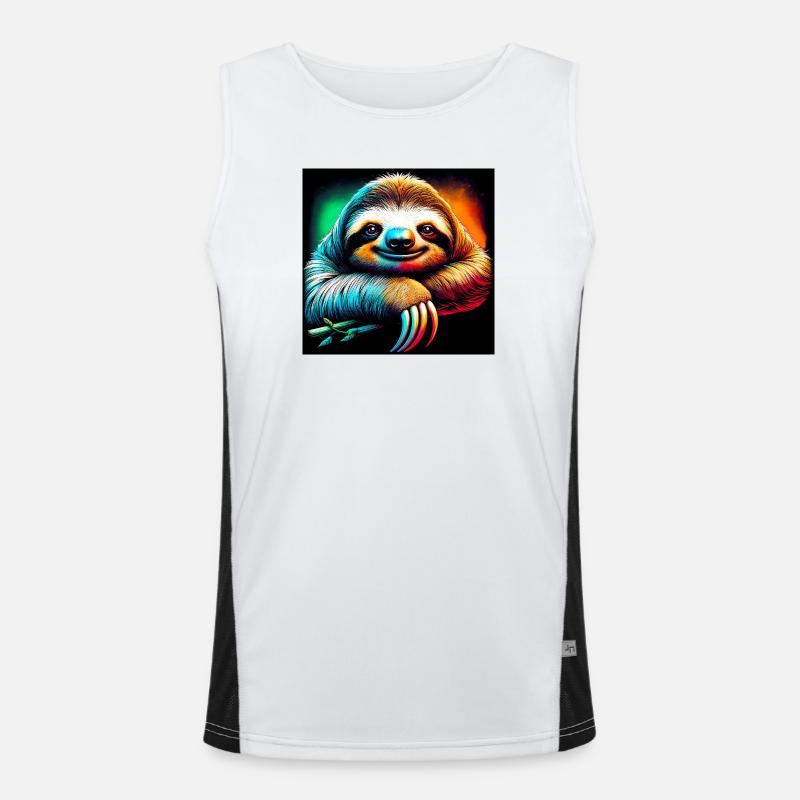 sloth - Men's Functional Contrast Tank Top - white/black