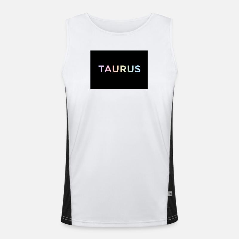 Taurus Gradient Typography - Men's Functional Contrast Tank Top - white/black