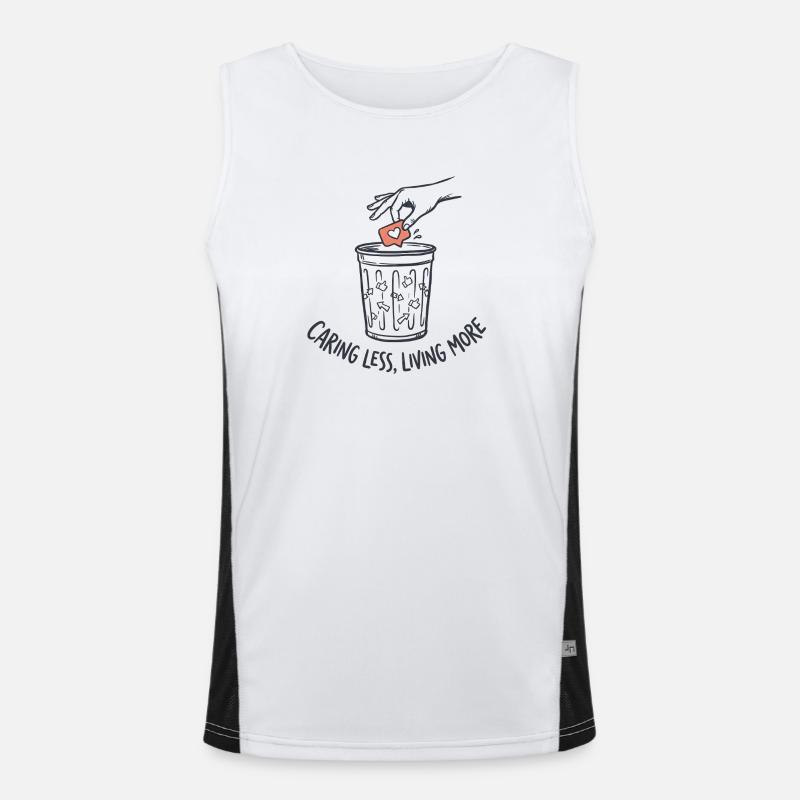 Caring Less Living More - Men's Functional Contrast Tank Top - white/black