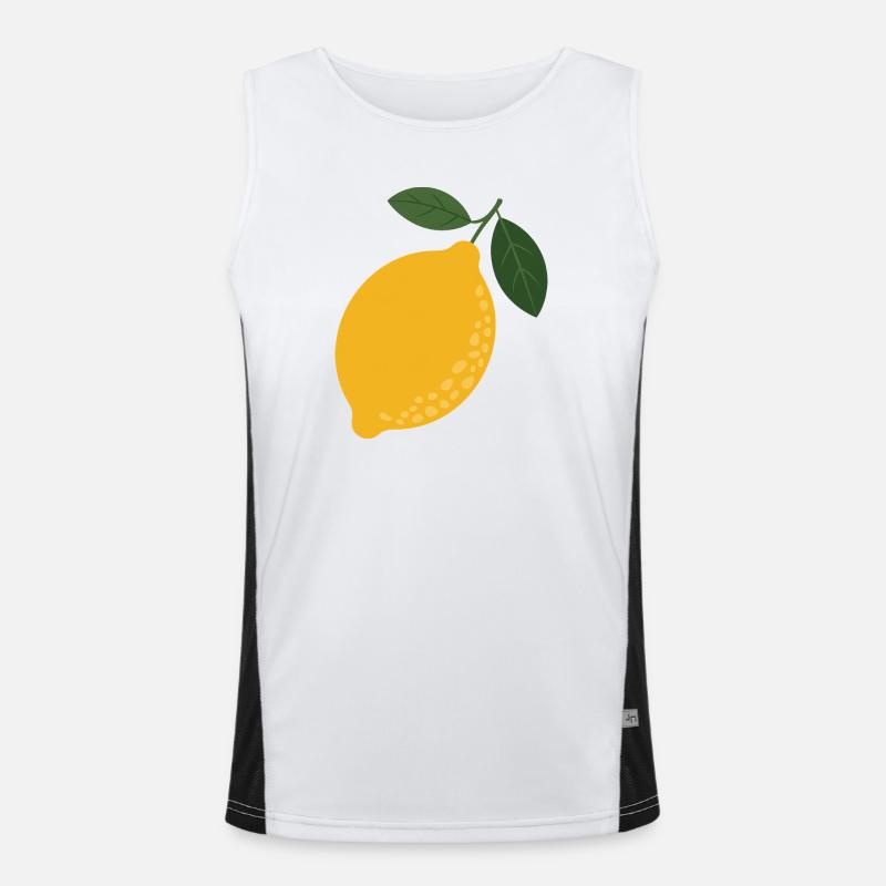 Zitrus-Illustration mit Zitronenblättern Funktionelles Kontrast-Tank Top für Männer 