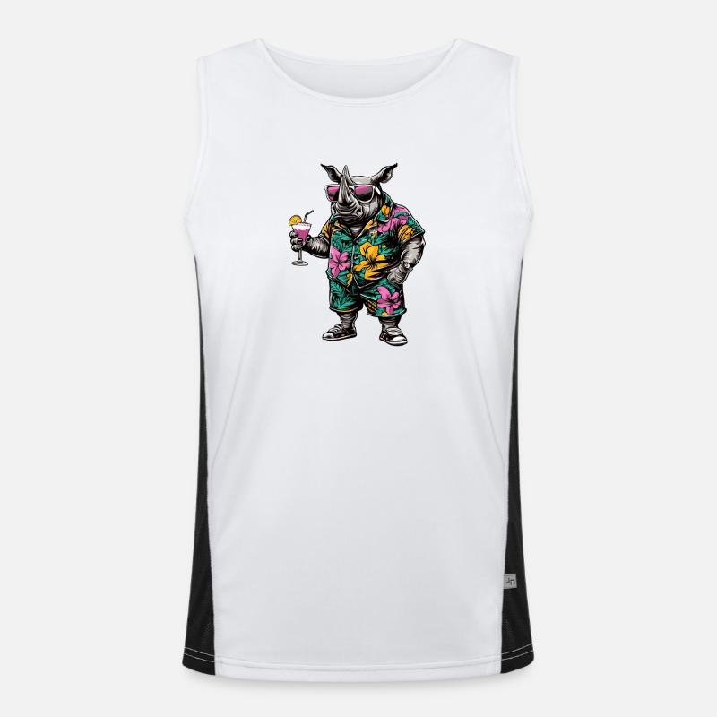 Rhino Comic Summer - Men's Functional Contrast Tank Top  - white/black