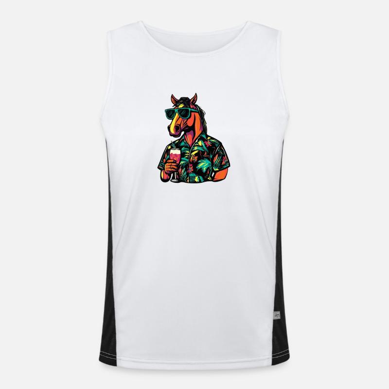 Horse Comic Summer - Men's Functional Contrast Tank Top  - white/black
