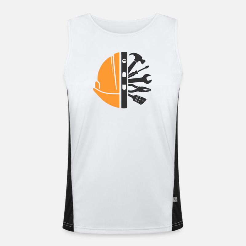 Construction Helmet & Tools – Craftsman Logo - Men's Functional Contrast Tank Top  - white/black