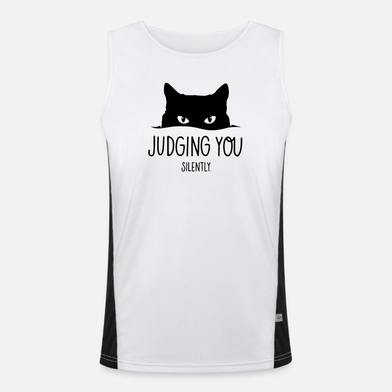 Black Cat Judging You Silently Men's Functional Contrast Tank Top 