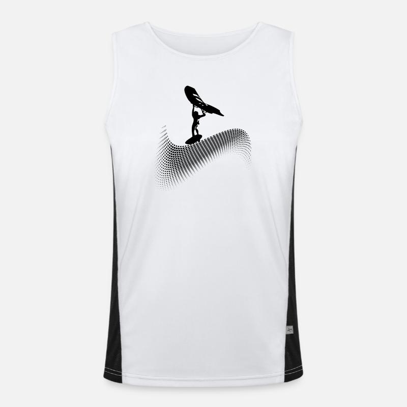 Wingfoiler on wave - Men's Functional Contrast Tank Top  - white/black