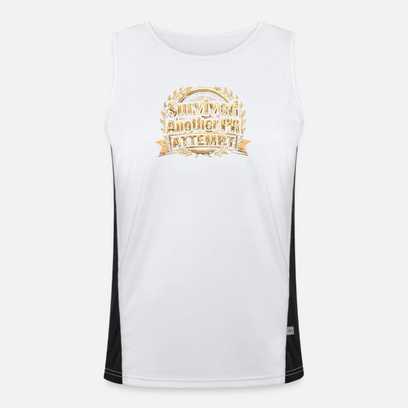 Hat einen weiteren PR-Versuch überlebt, lustiges PR-Gym-Geschenk Funktionelles Kontrast-Tank Top für Männer 