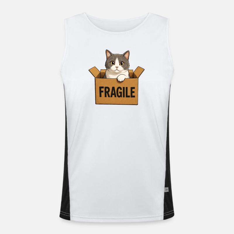 Cat in a box - Men's Functional Contrast Tank Top  - white/black
