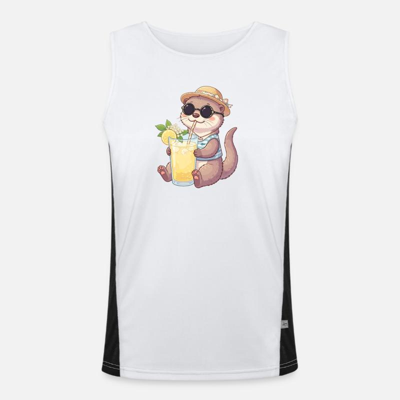 Summer Otter Lemonade Vibe - Men's Functional Contrast Tank Top  - white/black