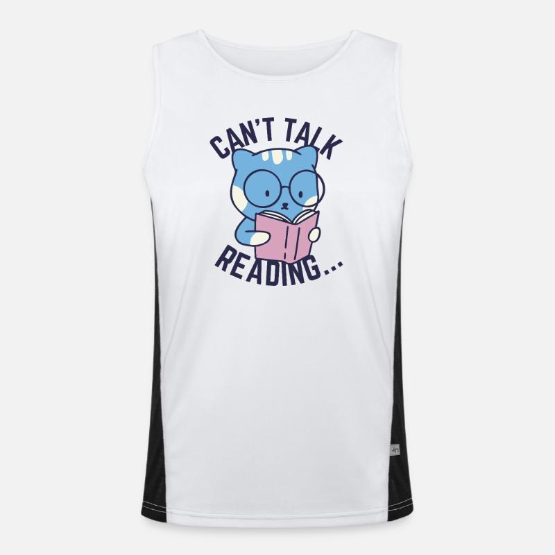 Can't Talk, Reading... - Men's Functional Contrast Tank Top  - white/black