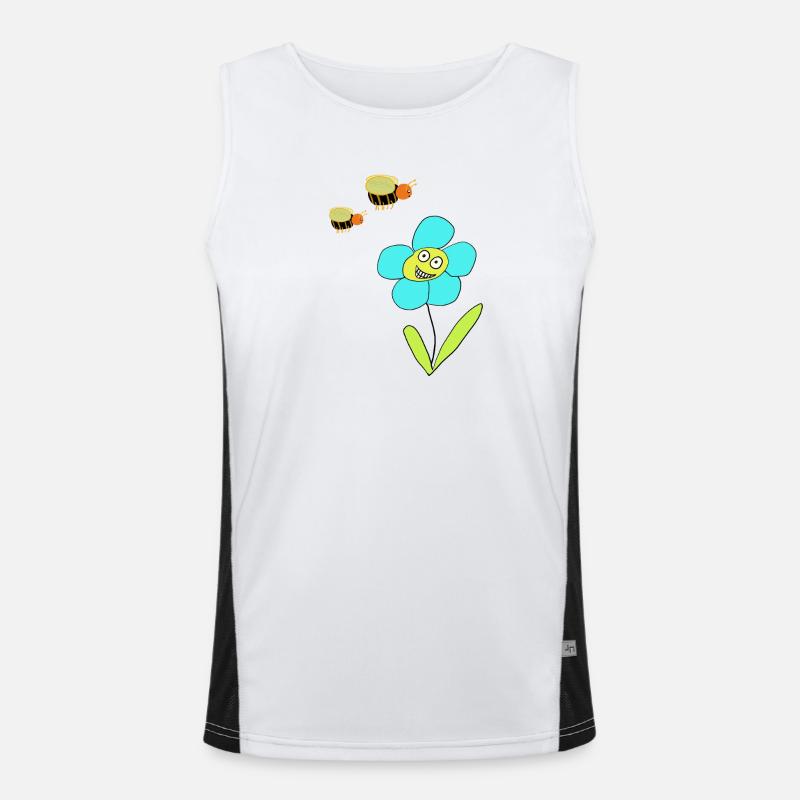 Fröhliche Blaue Blume Insekt Bienen Funktionelles Kontrast-Tank Top für Männer 