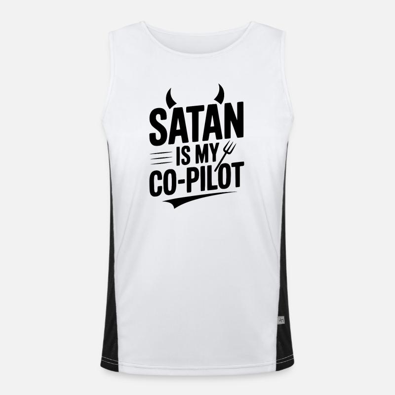 Satan Is My Co-Pilot - Men's Functional Contrast Tank Top  - white/black