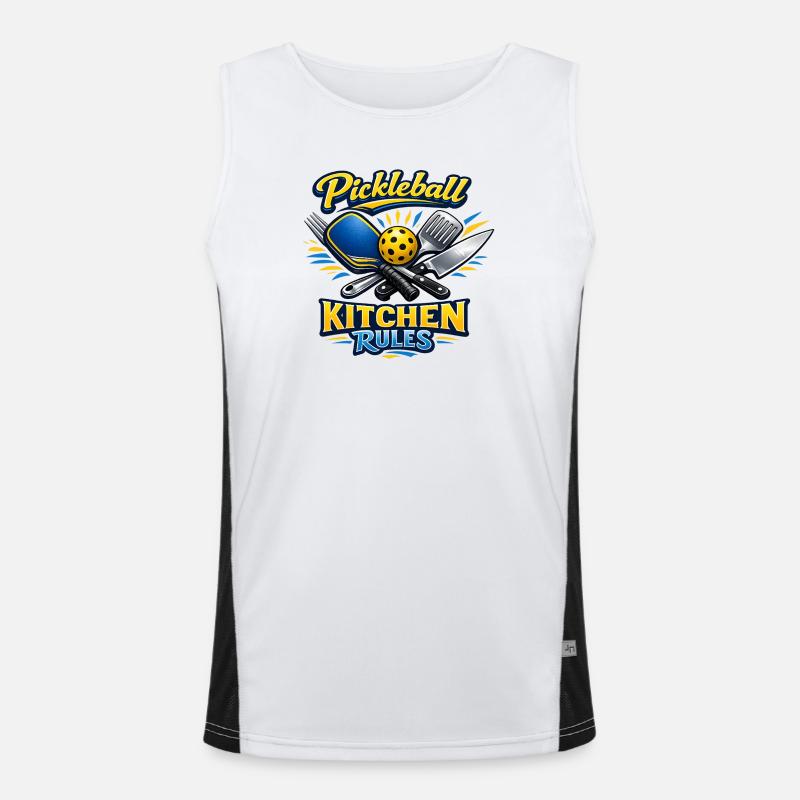 Pickleball Kitchen Rules Funktionelles Kontrast-Tank Top für Männer 