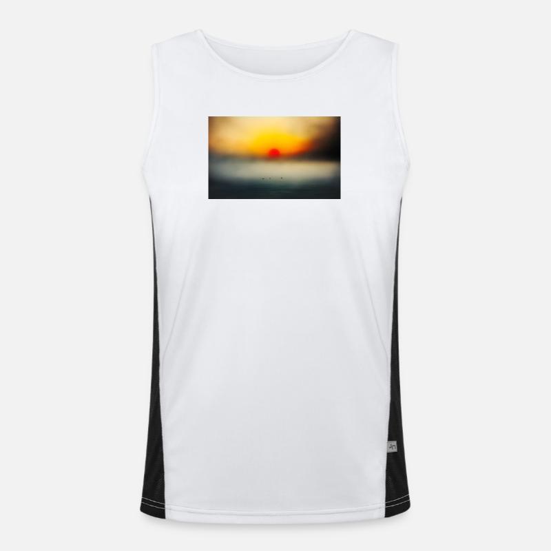 Evening atmosphere by the calm sea Men's Functional Contrast Tank Top 