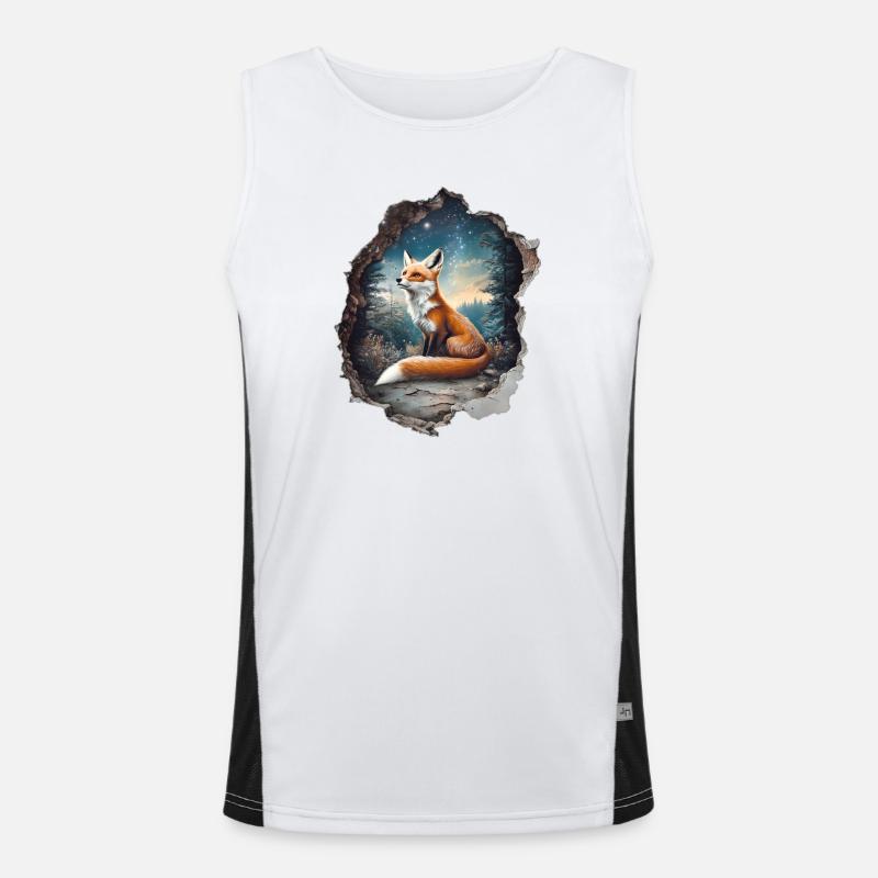 Fox Star Forest - Men's Functional Contrast Tank Top - white/black