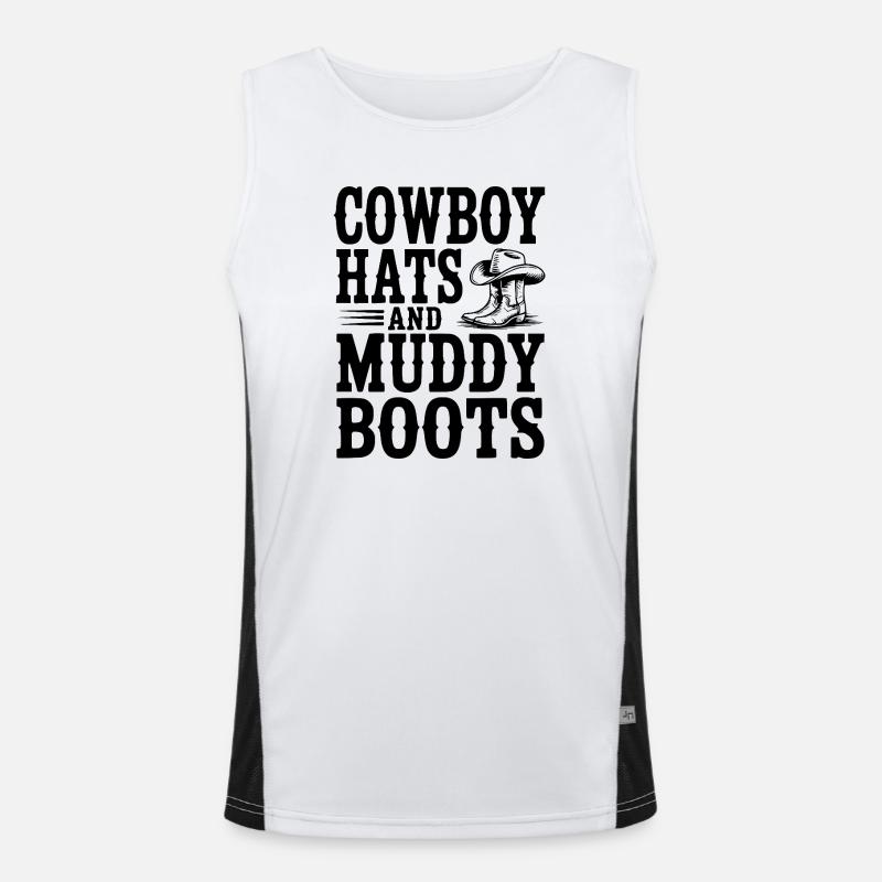 Cowboy Hats and Muddy Boots - Men's Functional Contrast Tank Top - white/black