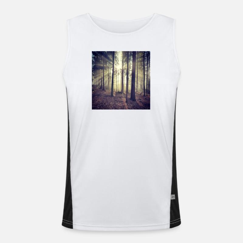Sonnenstrahlen Waldlicht Funktionelles Kontrast-Tank Top für Männer 