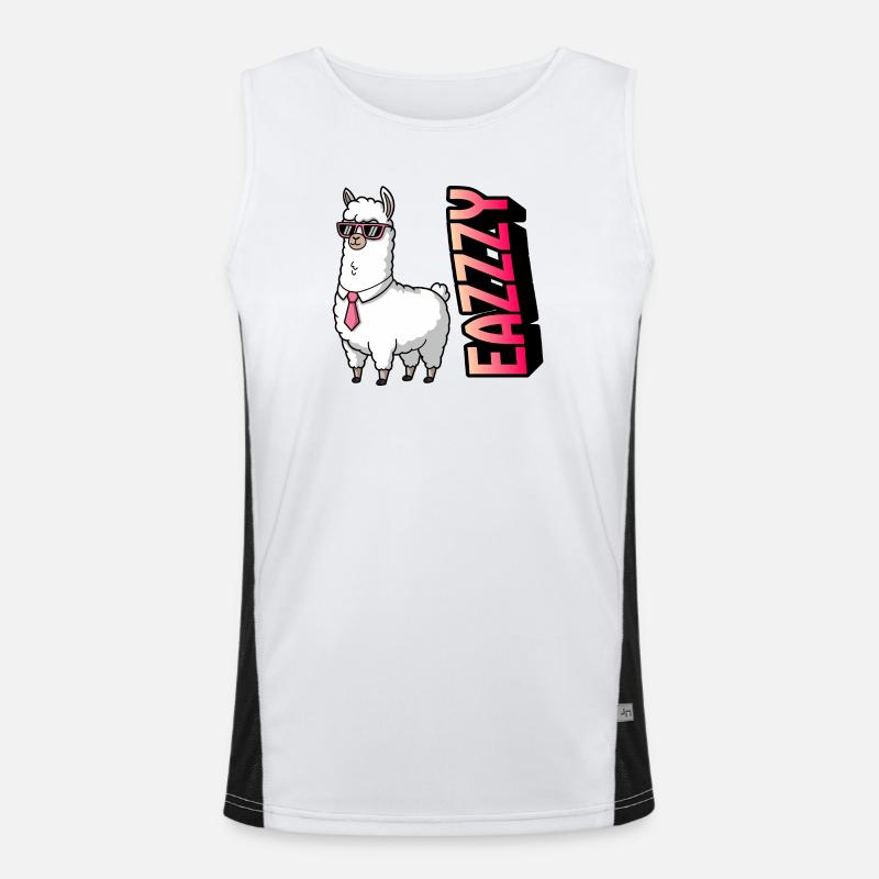 Lama im Anzug mit Pink-Sonnenbrille Funktionelles Kontrast-Tank Top für Männer 
