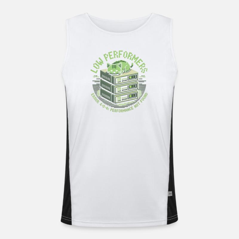 Low Performers Cat Server Pixel Art Men's Functional Contrast Tank Top 