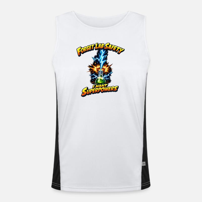 Forgetting lab safety – superpowers - Men's Functional Contrast Tank Top  - white/black